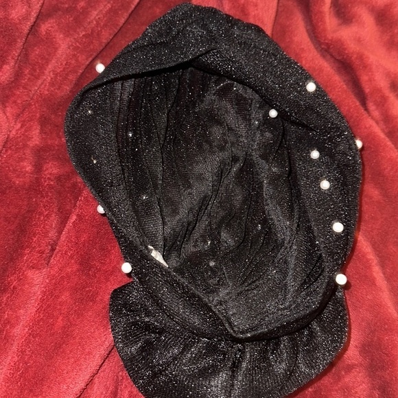 Fashion beaded pearl Shiny  mesh black bow elephant turban - Picture 9 of 11
